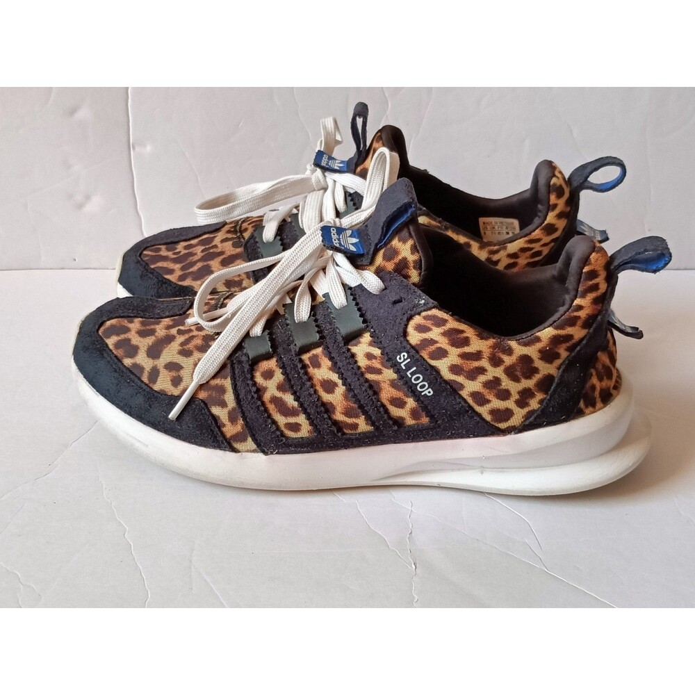 Adidas SL Loop Runner Shoe's Women's Size 9 Black Cheetah Lace Up Sneakers